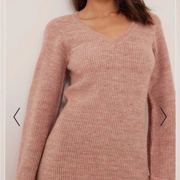 V-neck Knitted Midi Dress European brand NOT FOR SALE - Picture 4 of 9